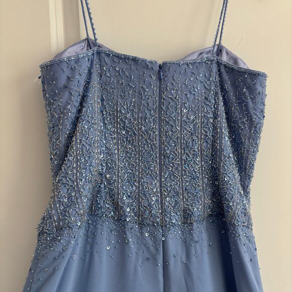 EUC Vintage Showtime Collection Beaded Prom Formal Dress Sz 8 Blue - Picture 4 of 16